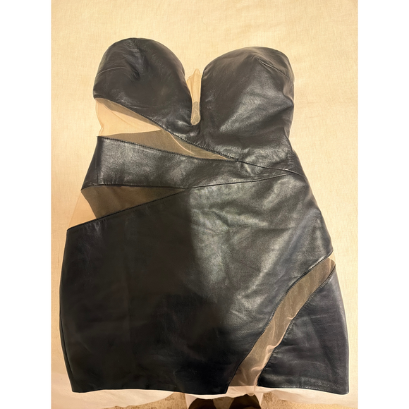 LaMarque Garbina Leather Mini Dress in Black - Picture 5 of 9